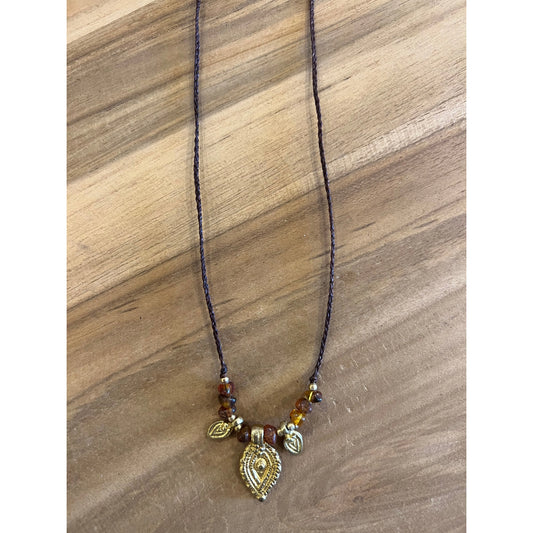 Triple charm amber necklace