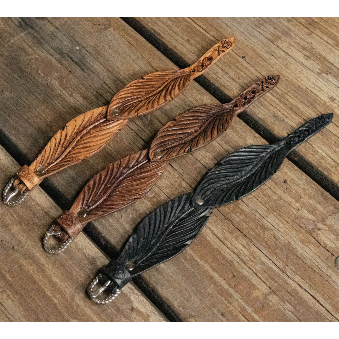 Leather Eagle Feather Cuff