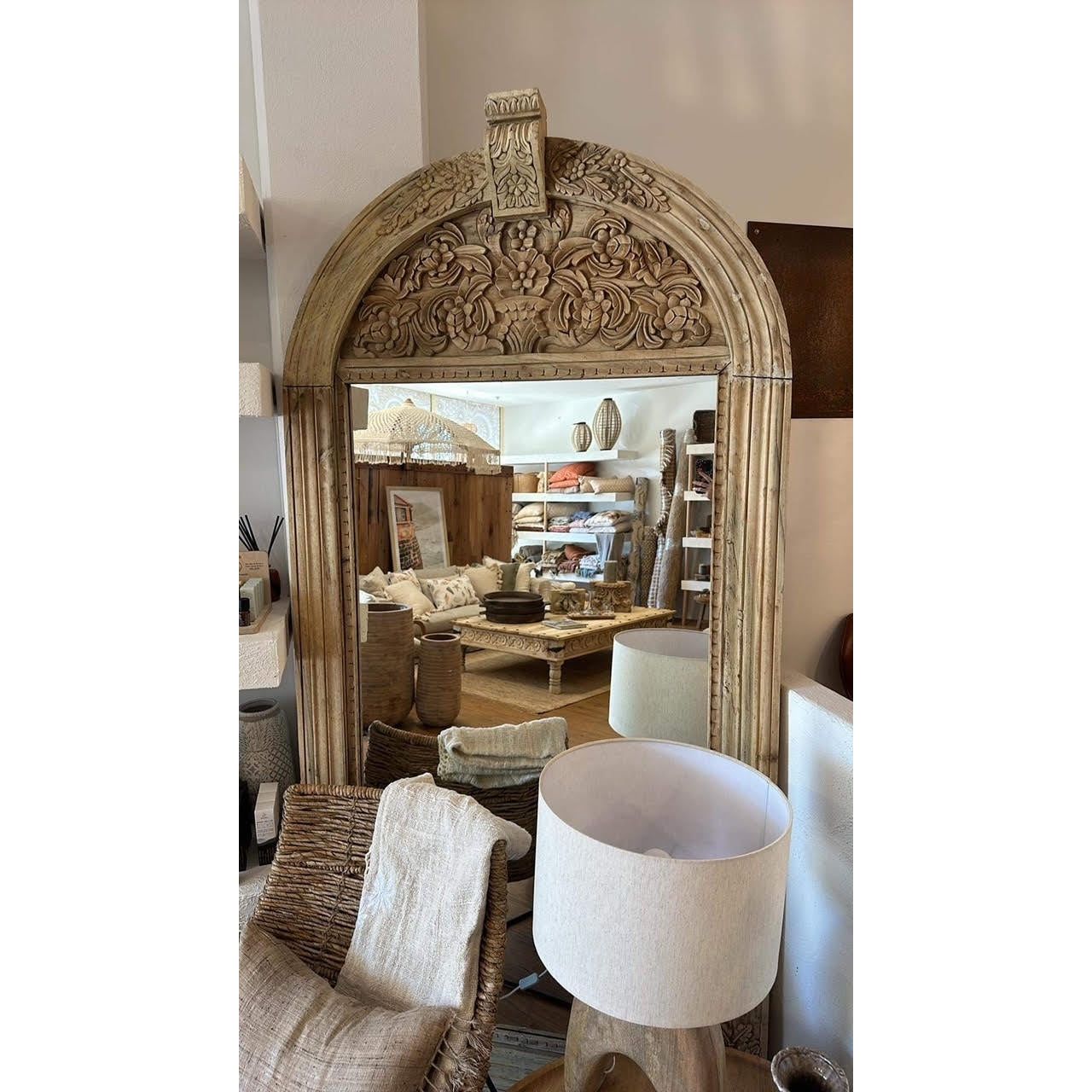 Antique arch mirror bleach timber